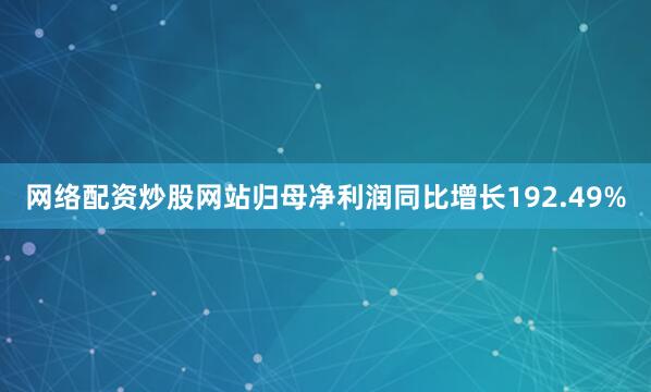 网络配资炒股网站归母净利润同比增长192.49%